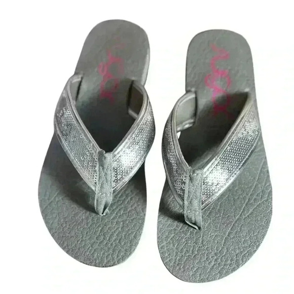 Sugar Flip Flop Sandals Silver Sequins Women’s 10 - Picture 1 of 5